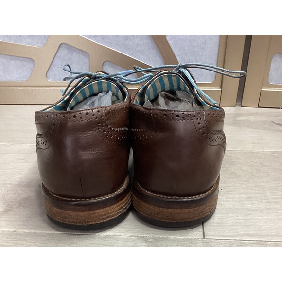 J Shoes Mens Charlie Oxford Wingtip Dress Shoes Brown Leather Round Toe Size 11 main image 6